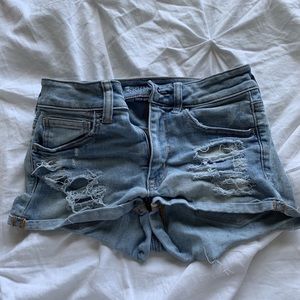 Light blue denim shorts